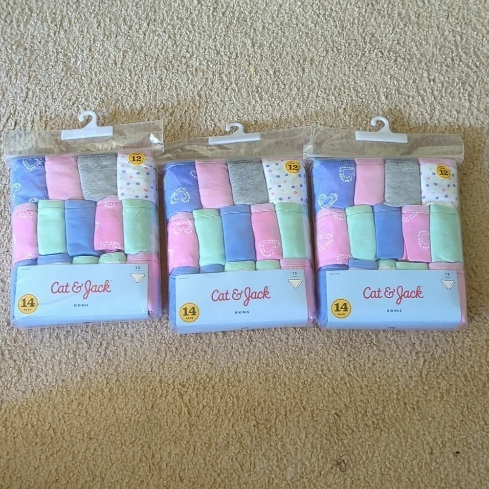 New in Package Cat & Jack Girls 14 Pack Size 12 Underwear Three Packs